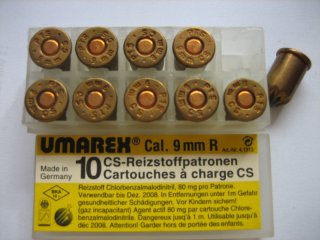 ** 10 CS - Reizstoffpatronen -- UMAREX - 9 mm R für Revolver **
