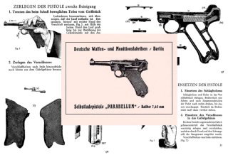 Nachdruck Bedienungsanleitung Pistole 08 PARABELLUM im Ca. 7,65 mm