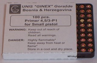 1000St. GINEX Boxer-Zündhütchen - SMALL Pistol -