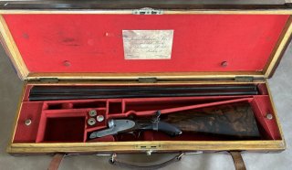 Doppelflinte James WOODWARD Seitenschlosse Kal. 12 mit Koffer SN 5843 Bj.um 1905