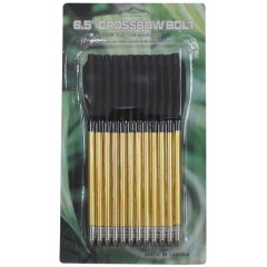 12 St. Pack Aluminium Pfeile Bolzen Gold / Schwarz 80lbs. f. Armbrust Pistolen - Spitze austauschbar