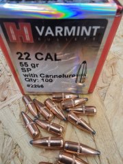 .22/.224/55grs SP WC Hornady No. 2266 Geschosse 100 Stk. #SSZ Berka