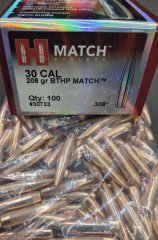 .30/.308/208grs BTHP Match Hornady No. 30733 Geschosse 100 Stk. # SSZ Berka
