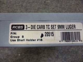 1 RCBS 3-DIE CARB TC SET 9mmLuger