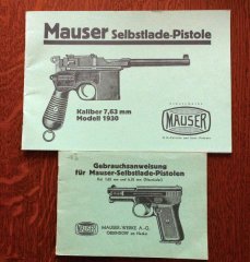 2 Gebrauchsanweisungen für Mauser Pistolen
