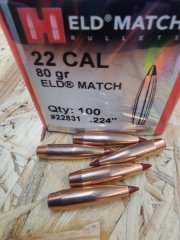 .22/.224/80grs. ELD Match Hornady 100 stk #22831#