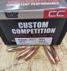 6,5mm/140grs HPBT Nosler No: 49823 Competition Geschosse 250 stk