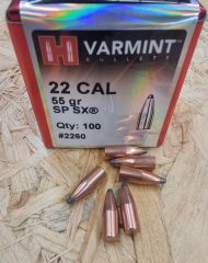 .22/.224/55grs SP SX Hornady No. 2260 Geschosse 100 Stk.