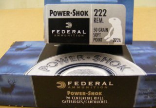 .222/50 grs. Federal Power Shok SP 20 stk. No. 222A