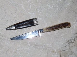Jagdmesser mit Scheide graviert Böcker Solingen Germany