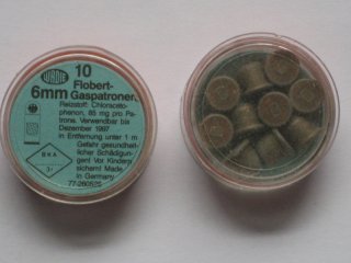 ** 10 Stk. alte Flobert-Gaspatronen - Randfeuer - WADIE - Kal. 6 mm **