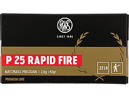 50 Stück / Schuss RWS .22 l.r. lfb KK Munition P25 RAPID FIRE > 2,6g BleiRund Sportpistole Schnellfe