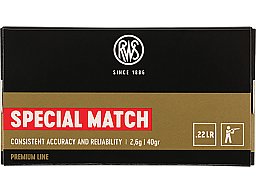 50 St. / Schuss RWS .22 l.r. lfb KK Munition SPECIAL MATCH 2,6g BleiRund KK 50m liegend stehend 100m