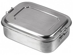 Brotbüchse / Köderdose 16x13x6,2cm Edelstahl mit Clips - Lunchbox / Utensilienkiste f. Ersatzteile