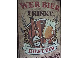 Blechschild 20x30 cm Wer Bier trinkt hilft der Landwirtschaft 2