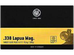 20 Schuss RWS TARGET ELITE PLUS MATCH Muntion .338 Lapua Magnum 19,4g 300gr LONG RANGE Patronen