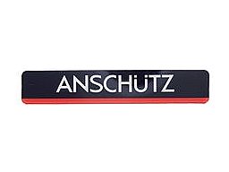 014911, ANSCHÜTZ, Aufkleber "ANSCHÜTZ" Schwarz/Rot, 9,5 cm x 1,7 cm, NEU