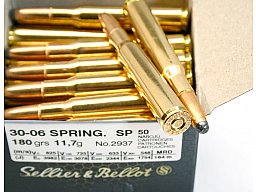 50 Schuss S&B .30-06 Spr. SP 180gr 11,7g Teilmantel Softpoint Blei Geschoss Jagdmunition 50er Pack