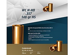 500St. H&N Geschosse .357 WC H-HB HS 148grs - .38 Special W.C. 357 | Wadcutter Hexagon BLEIGESCHOSSE