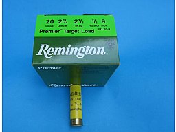 25 Schrotpatronen Remington Premier Target Load 20/70, 7/8 oz. = 24g Schrot, Nr. 9 = 2mm