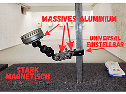 Diabolo-Dosenhalter mit Schwenkarm & Klemme — Stark magnetisch, massives Aluminium