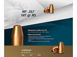 H&N Geschosse .357 HP HS 147gr. 500St. (.357Mag 9mmLuger)