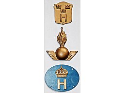 3 original M39 Feldbluse Schweden Brust- Kragenabzeichen