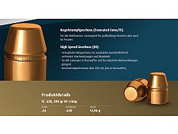 250 St. H&N Geschosse .428 / .44 TC HS 200grs CRIMP Kegelstumpf Haendler&Natermann High Speed 44-40