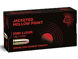 50 Schuss GECO 9mm Luger 9x19 JHP hohe Präzsion | Fangschussmunition Hohlspitz 115gr 7.5g #2317707