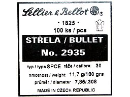 100 Stück S&B | Sellier&Bellot Geschosse #2935 | .308 / 7,62mm - 180grs / 11,7g SPCE mit Scharfrand