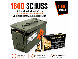 1600 Schuss 9 mm Luger Vollmantel 8,0g/124 grs. Sellier & Bellot in der Natokiste