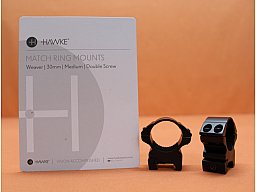 HAWKE Montageringe Match 30mm medium (22116) BH=9mm Alu schwarz matt für Weaver-/ Picatinnyprofil
