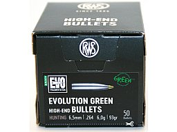 50 Stück NEUE RWS Geschosse - EVO-GREEN (bleifrei) 6,5mm .264 6.5MM 93gr 6g #2407446 Teilzerleger