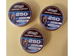 3 Stück - 250er Dosen - WALTHER verkupferte Spitz Diabolos - CAL. 5,5 mm (.22) - Copper Impact