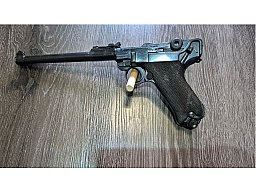 DWM Lange Pistole 08 Artillerie (ARI) mit Leder-Holster & Anschlagschaft – Aus Sammlung – Guter Zust
