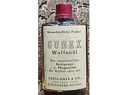 Historische Probe: GUNEX Waffenöl Taeschner & Co. Kipfenberg – Seltenes Glasfläschchen!