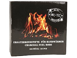 20 Brennstifte (Glimmkohle) für Handwärmer / Taschenofen / Taschenwärmer