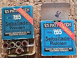 Sammlermunition: 2x 25er Schachtel GECO 7,65mm Browning „Oeldicht“ Karlsruhe-Durlach