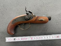 Vorderlader Pistole, Perkussion , Schwarzpulver Pistole , cal.44 Philadelphia Derringer ?