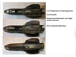 2 cm Fliegerfaust,,, Schnittmodell Deko
