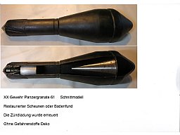 Seltene XX Gewher Panzergranate 61,,, Schnittmodell,,, Deko