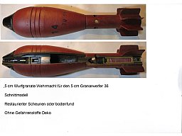 5 cm Wurfgranate 36 deutsch WK 2,,, Schnittmodell ;;, Deko