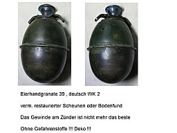 Eierhandgranate 39,, deutsch WK 2,,,, Deko