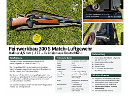 Feinwerkbau 300 S Match-Luftgewehr 4,5 mm / .177 – Diopter – Zubehör – guter Zustand