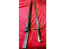 Bajonett M1909 Argentinien-WKC Solingen, Nummerngleich, intaktes Wappen & orig. Koppelschuh
