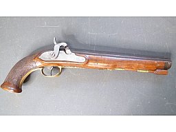 Alte Perkussion Pistole mit Messing Beschläge und Acht Kant Lauf