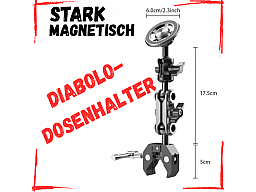 Diabolo-Dosenhalter mit Schwenkarm & Klemme — Stark magnetisch, massives Aluminium