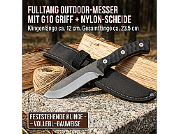 Stonewash Tactical Outdoor Messer – feststehende Edelstahlklinge, Kunststoffgriff, mit Scheide