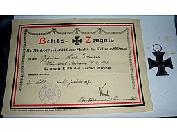 ORIGINAL 1 WK Eisernes Kreuz 2. Klasse EKII 1914 MIT SCHÖNER VERLEIHUNGSURKUNDE