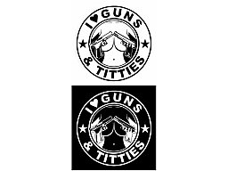 Auto-Aufkleber "I love Guns & Titties"